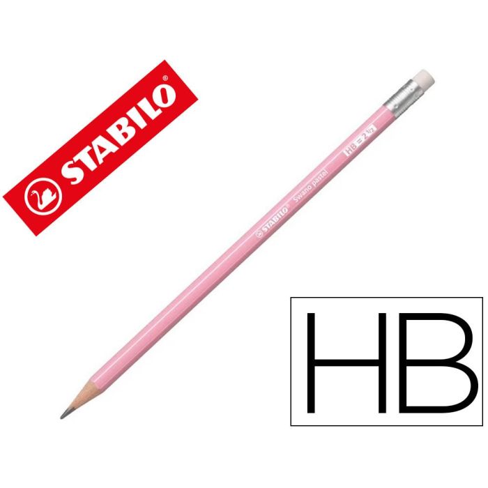 Stabilo Swano Lapiz Grafito Con Goma Pastel Rosa -12U-