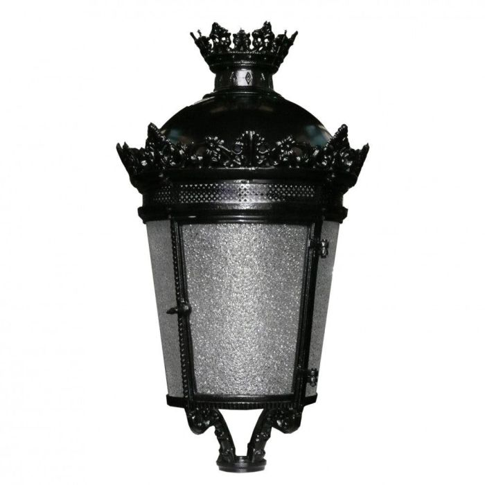 Farol Fernandino Fundición Aluminio 850mm Pintado Horno Negro. Difusores Metacrilato Grabado, Portalámparas E40, IP23 para Columna o Mural