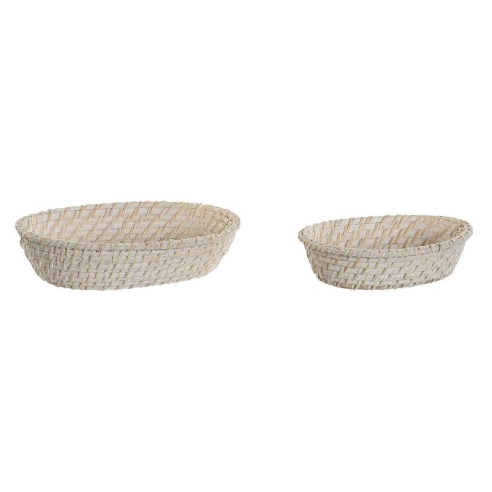Cesta Balines DKD Home Decor Blanco Natural 22 x 7 x 29 cm Set de 2 Cesta Balines DKD Home Decor Blanco Natural 22 x 7 x 29 cm Set de 2