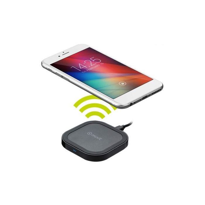 CARGADOR INALAMBRICO MUVIT MUWIR0007 - QI10W - 5W/10W - 2A - LED INDICADOR CARGA - NEGRO 1