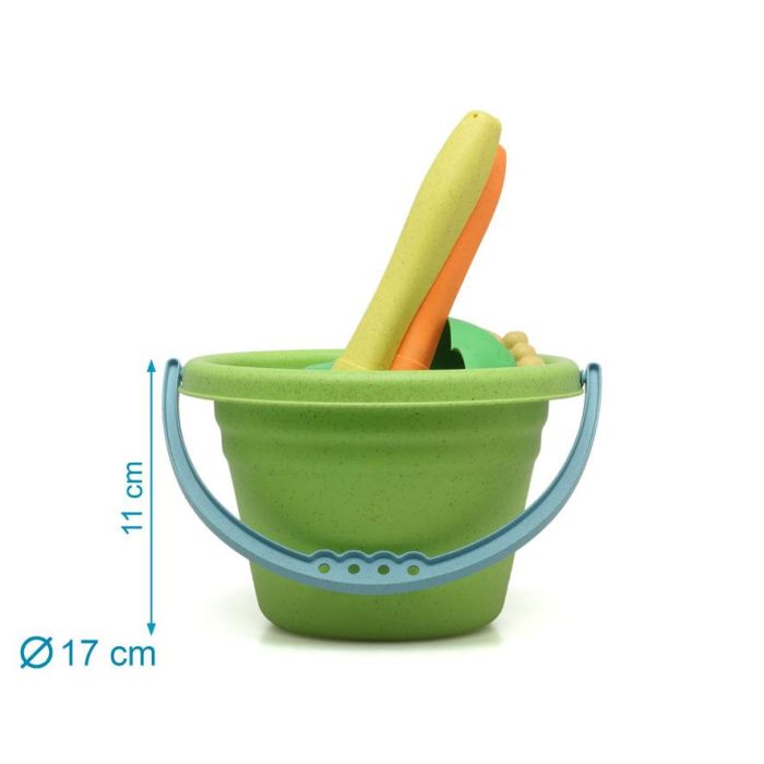 KioKids Cubo de Playa Set 8 Piezas con Rastrillo y Pala, Material de Trigo Sostenible, Multicolor, +18 meses 2