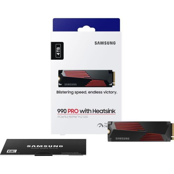 SAMSUNG - 990 PRO - SSD interno - 4 TB - Con disipador - PCIe 4.0 - NVMe 2.0 - M2 2280 - Hasta 7450 MB/s (MZ-V9P4T0GW) 1