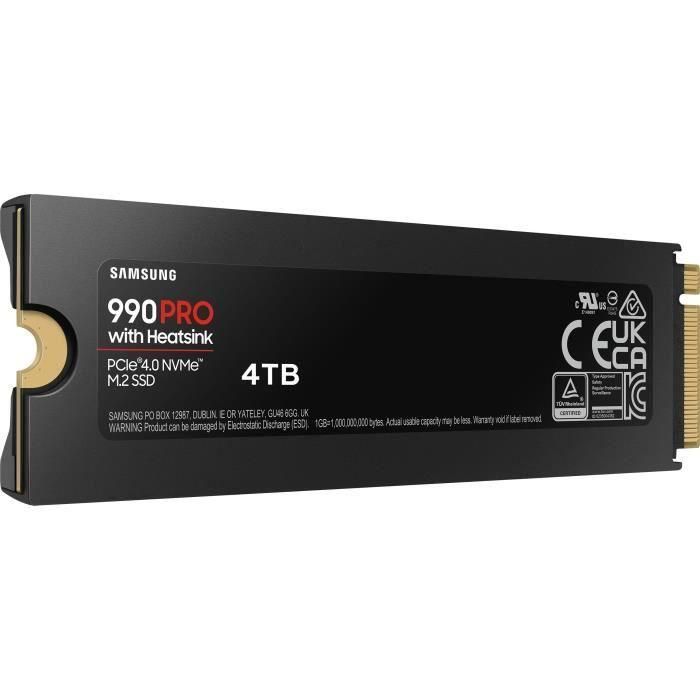 SAMSUNG - 990 PRO - SSD interno - 4 TB - Con disipador - PCIe 4.0 - NVMe 2.0 - M2 2280 - Hasta 7450 MB/s (MZ-V9P4T0GW) 3