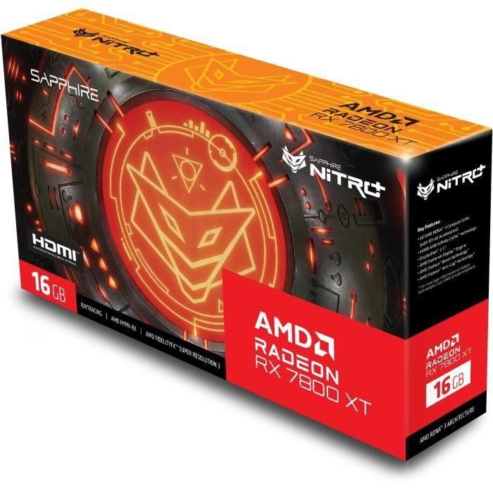 ZAFIRO - Tarjeta gráfica - NITRO+ AMD RADEON RX 7800 XT GAMING OC 16GB - GDDR6 - DUAL HDMI / DUAL DP 3