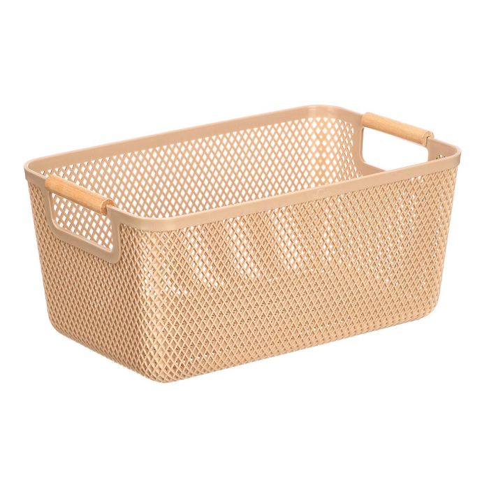 Cesta Plastico Asa Bambu Beige 32X20,5Cm Kipit (Set de 24) 1