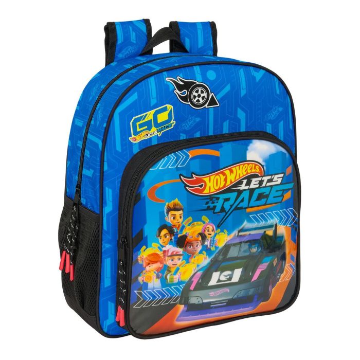 Mochila Escolar Hot Wheels Let's race Azul Negro 32 x 38 x 12 cm