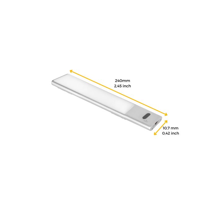 Emuca Aplique LED recargable por USB Kaus con sensor táctil de proximidad, L240mm, Plástico y Aluminio, Anodizado mate 16 Emuca Aplique LED recargable por USB Kaus con sensor táctil de proximidad, L240mm, Plástico y Aluminio, Anodizado mate 16