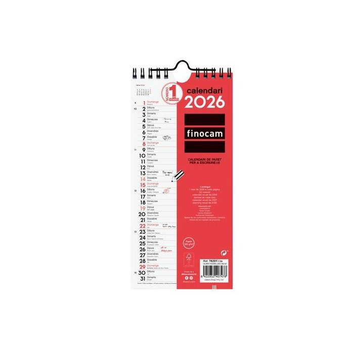 Calendari (2026) Catalan Finocam Paret Mensual Per Escriure Llarg S 110X235
