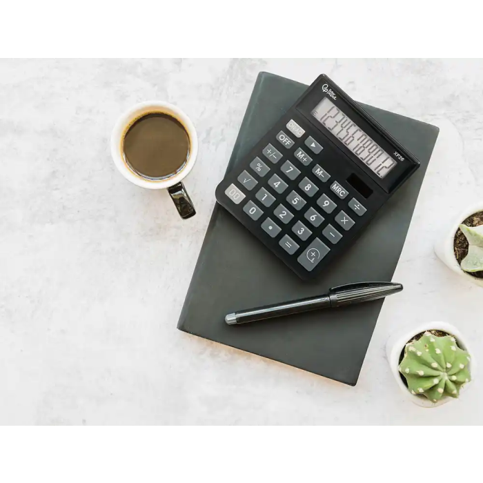 Liderpapel Calculadora Sobremesa XF26 12 Dígitos Solar y Pilas Color Negro 127x105x24 mm 6