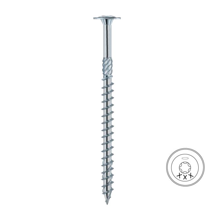 BYS Tornillo Pérgola con Arandela Torx Acabado Zincado 140 mm Largo