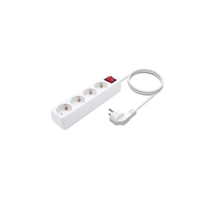 Aisens Base Múltiple 4 Tomas con Interruptor, Cable 3x1.5 mm2 1.4M, Blanco 1