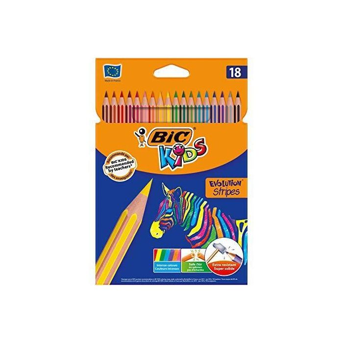 Bic Lápices De Colores Kids Evolution Stripes C-Surtidos Estuche 18 Ud Bic Lápices De Colores Kids Evolution Stripes C-Surtidos Estuche 18 Ud
