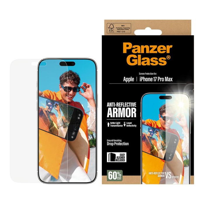 PanzerGlass Protector de Pantalla Anti-Reflective Armor para iPhone 17 Pro Max con EasyAligner, Aplicación en Seco, Resistente a Golpes 2