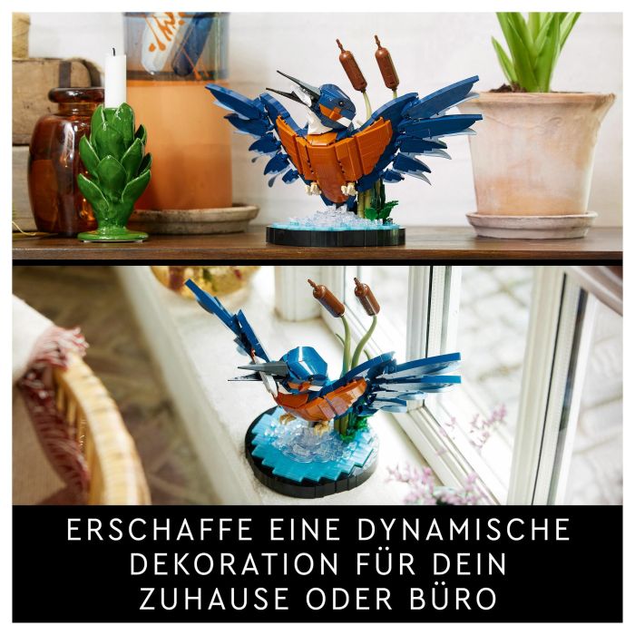 Lego 10331 Icons Kingfisher (Kungsfiskare) Fauna 2024 V29 - Set de construcción de kungsfiskare para adultos con soporte de exhibición