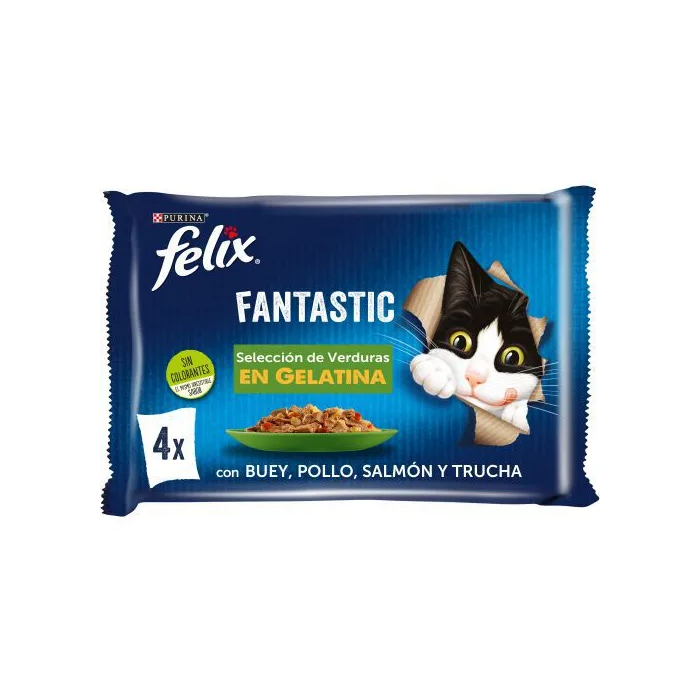 Purina Felix Feline Fantastic Selección De Verduras 12x4x85g - Comida Húmeda para Gato Purina Felix Feline Fantastic Selección De Verduras 12x4x85g - Comida Húmeda para Gato