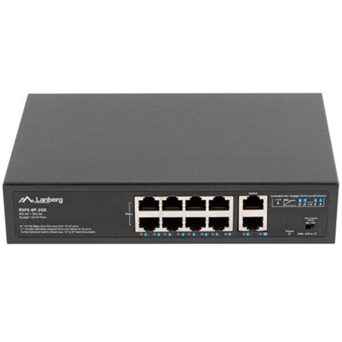 Lanberg RSFE-8P-2GE-120 Switch No Administrado Gigabit Ethernet 10/100/1000 8 Puertos RJ-45 PoE 1U Montaje en Rack Negro 0 Lanberg RSFE-8P-2GE-120 Switch No Administrado Gigabit Ethernet 10/100/1000 8 Puertos RJ-45 PoE 1U Montaje en Rack Negro 0