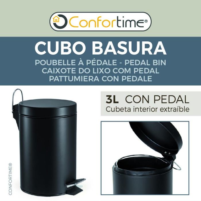 Cubo Basura Metal C/Pedal 3Lt Black Confortime (6 Unidades) 7