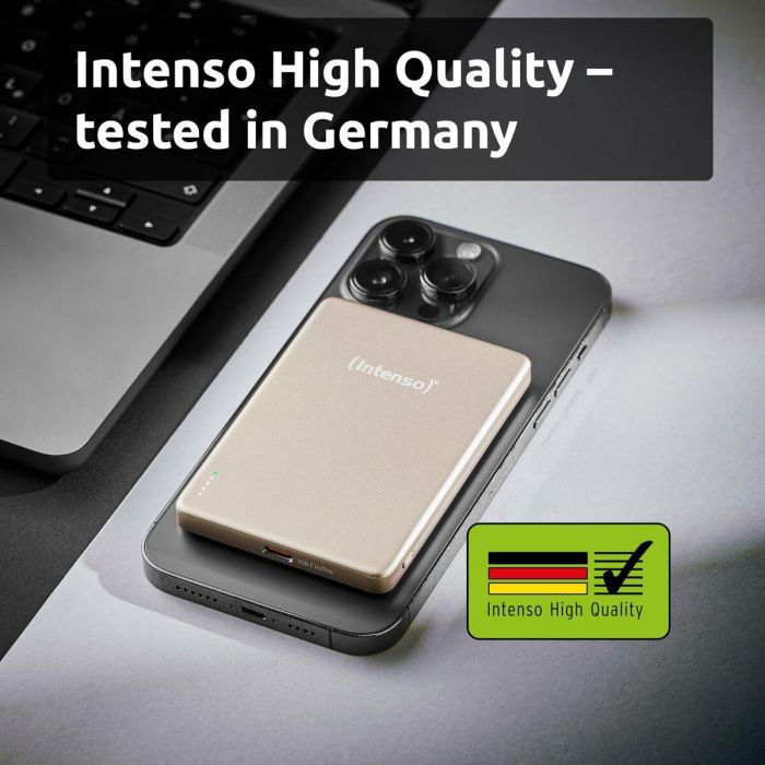 Intenso MW5000 7344021 Powerbank MagSafe 5000 mAh Inalámbrico Magnético Carga Rápida USB-C 20W Champán para iPhone 1 Intenso MW5000 7344021 Powerbank MagSafe 5000 mAh Inalámbrico Magnético Carga Rápida USB-C 20W Champán para iPhone 1