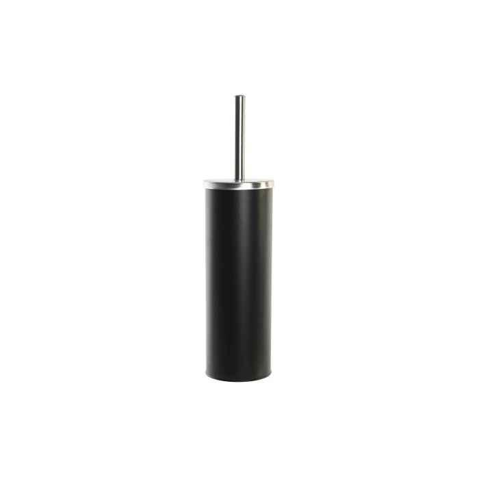 DKD Home Decor Escobillero Loft para Baño de Metal y Acero Inoxidable - Colores Negro y Plateado - Medidas 10 x 38.4 x 10 cm