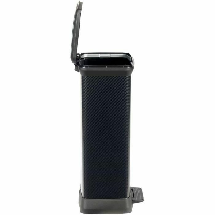 Curver Papelera Decobin Rectangular Estrecha y Alta 50 L Negro Carbón con Aspecto Acero Inoxidable 100% Reciclable 3
