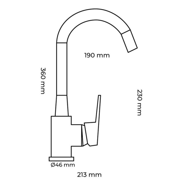 Edm Grifo monomando de cocina caño alto flexible negro, cuerpo de latón, mango de zinc, 213 x 46 x 360 mm 4 Edm Grifo monomando de cocina caño alto flexible negro, cuerpo de latón, mango de zinc, 213 x 46 x 360 mm 4