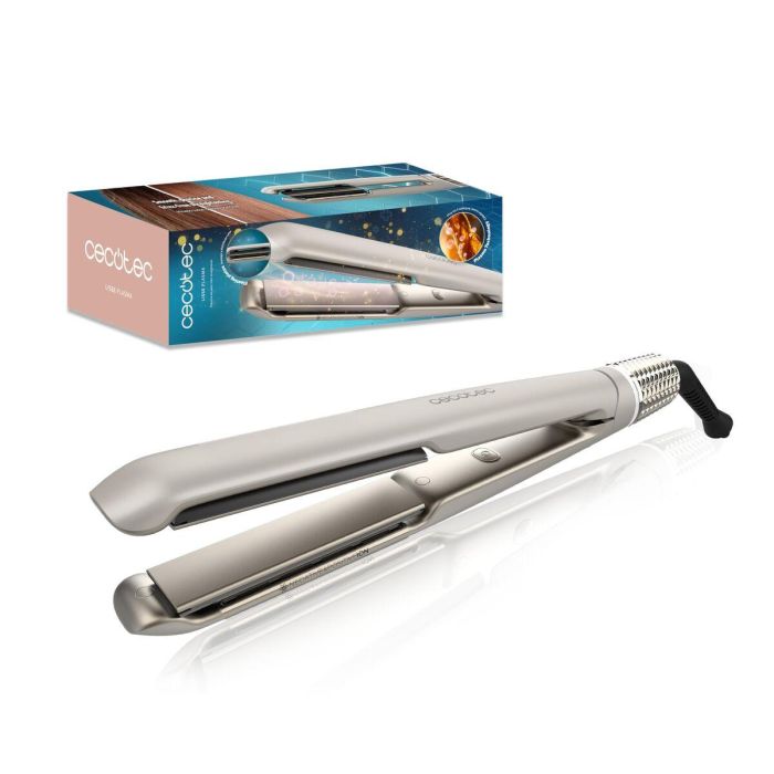 Cecotec Plancha de Pelo Lisse Plasma 45W Champán, iónica, placas flotantes, apagado auto