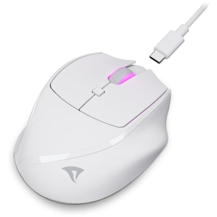 Sharkoon OfficePal M25W Ratón Gaming Óptico Inalámbrico RF + Conexión USB-C 4000 DPI, 6 Botones, Mano Derecha, Iluminación Multi-color, Blanco 3