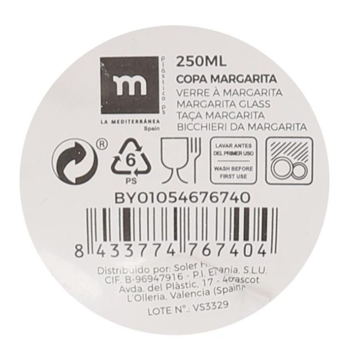 La Mediterranea Copa Margarita 250 ml Ps (24 Unidades)