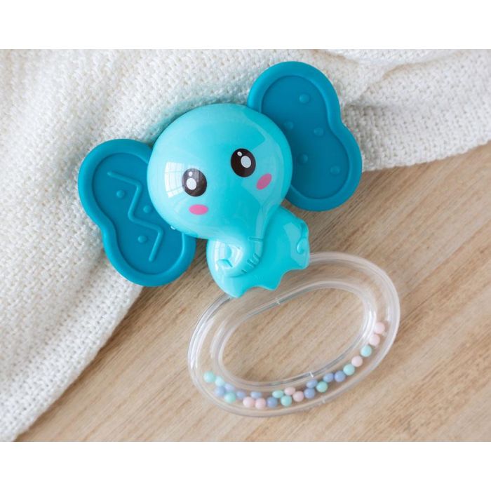 KioKids Mordedor Sonajero Elefante de Silicona para Bebés +3 Meses | Alivio Dentición Encías - Estimula Tacto, Vista, Oído | Azul 0 KioKids Mordedor Sonajero Elefante de Silicona para Bebés +3 Meses | Alivio Dentición Encías - Estimula Tacto, Vista, Oído | Azul 0