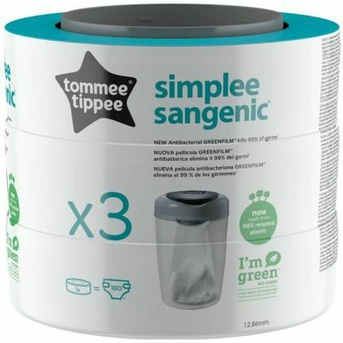 Tommee Tippee Recambios Sangenic Simplee Pack x3 para Contenedor de Pañales Antiolor con Película Multicapa - Desde el Nacimiento