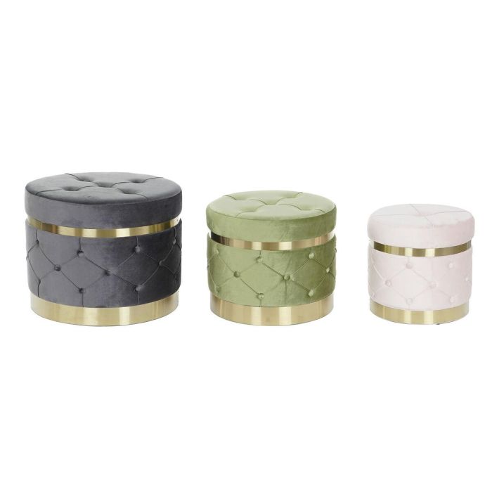 Reposapies DKD Home Decor Multicolor 60 x 47 x 60 cm Set de 3 Reposapies DKD Home Decor Multicolor 60 x 47 x 60 cm Set de 3