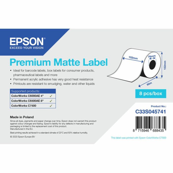 Etiquetas para Impresora Epson C33S045741 Ø 76,2 mm (1 unidad) (18 Unidades)