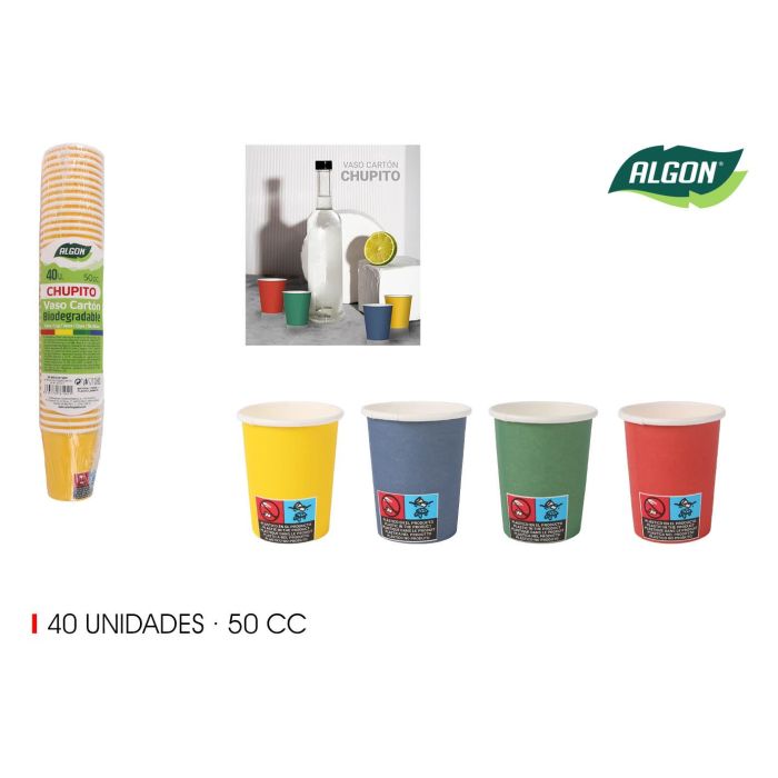 Set de 40 vasos de cartón para chupito de 50 cc - Algon (36 Cajas) Set de 40 vasos de cartón para chupito de 50 cc - Algon (36 Cajas)