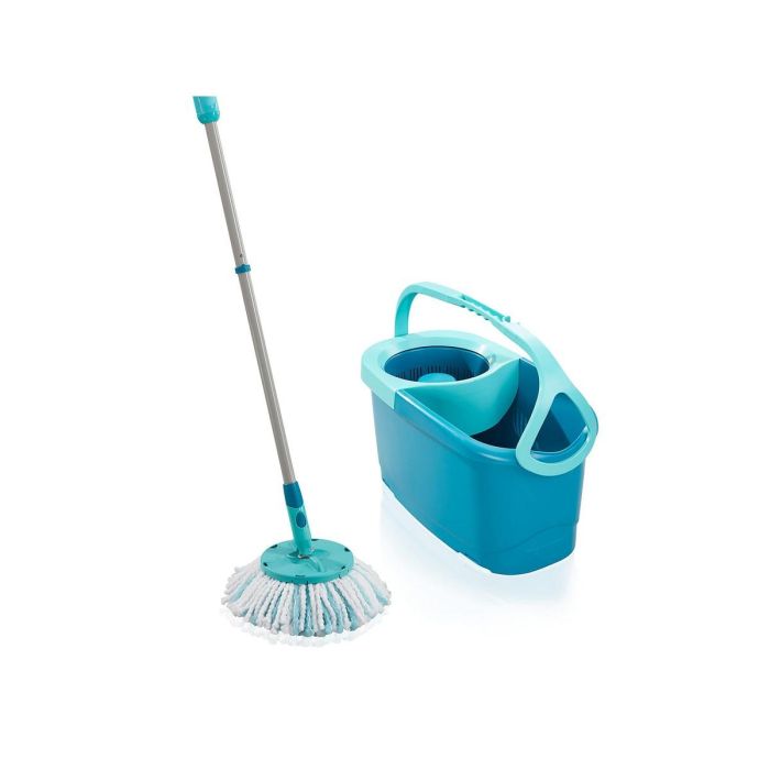 Leifheit 52101 Set Clean Twist Disc Mop Ergo Lavador de piso, cubo y fregona fácil de usar, mango telescópico