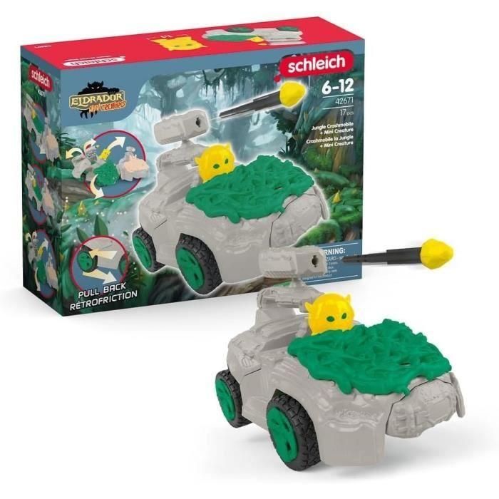 SCHLEICH- Jungle Crashmobile con Mini Criatura- 42671- Gama de Mini Criaturas Eldrador