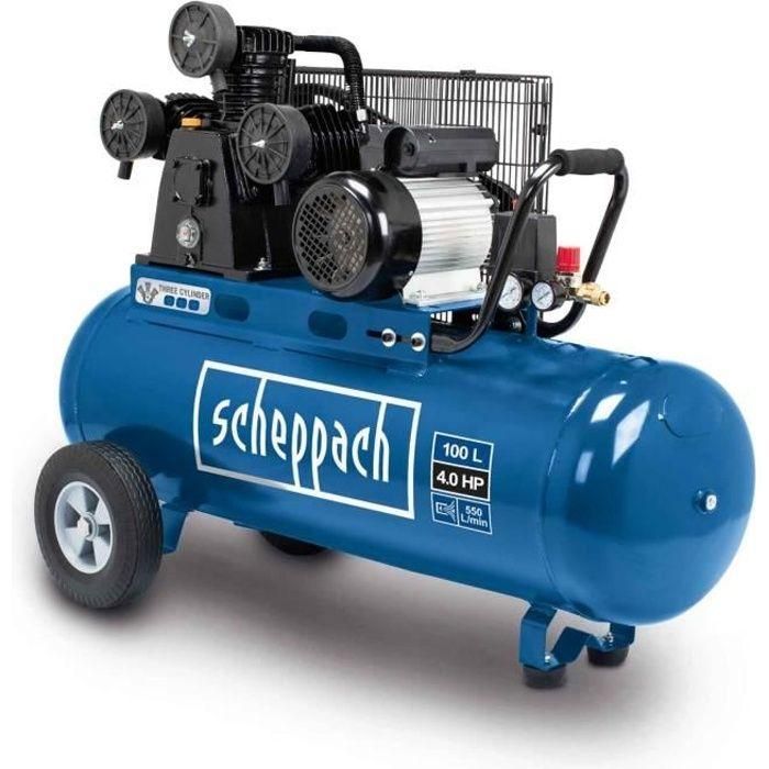 Compresor de correa de 100 litros - SCHEPPACH - HC550TC - 10 bares - 3 CV Compresor de correa de 100 litros - SCHEPPACH - HC550TC - 10 bares - 3 CV