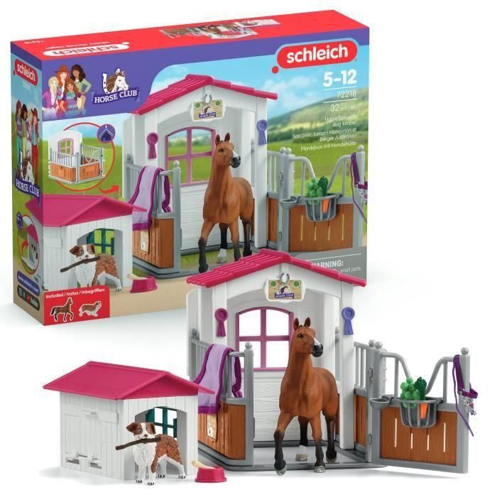 Caja con yegua de Hannover y pastor australiano, figura de caballo y accesorios, SCHLEICH 72218 Horse Club, 5 años