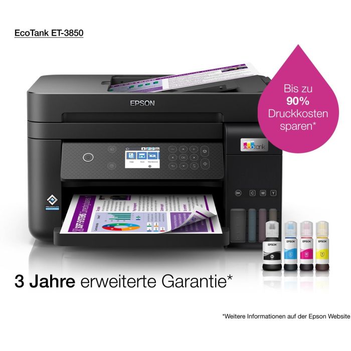 Epson ET-3850 Impresora Multifunción EcoTank 3 en 1, A4, Wi-Fi, ADF, Duplex, Inyección de Tinta, Color, 4800 x 1200 DPI 16