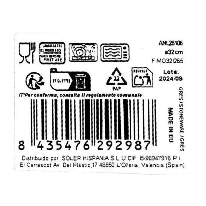 La Mediterranea Bajo Plato "Anllo" Monaco Bri Ø32.5 cm (6 Unidades) La Mediterranea Bajo Plato "Anllo" Monaco Bri Ø32.5 cm (6 Unidades)