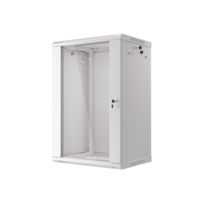 Lanberg Armario Rack 19 Pulgadas 18U 600x450mm Gris con Puerta de Cristal Templado y Ventiladores