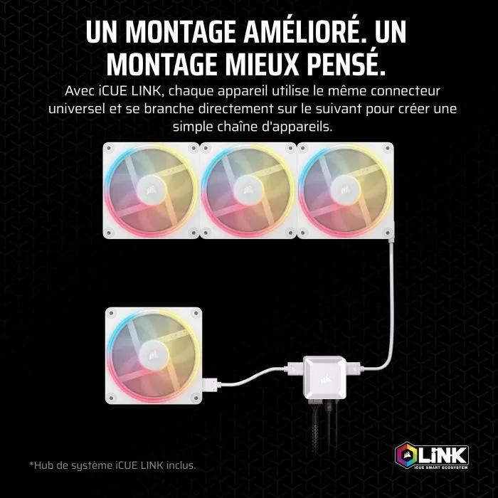 Corsair CO-9051056-WW Refrigeración de PC iCUE LINK LX140R RGB Blanco con Doble Ventilador 4