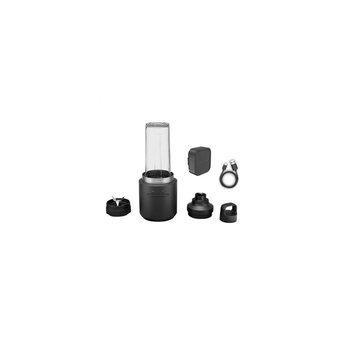Kitchenaid Batidora de Vaso Inalámbrica 12V con Batería, Accesorios, Color Negro Mate