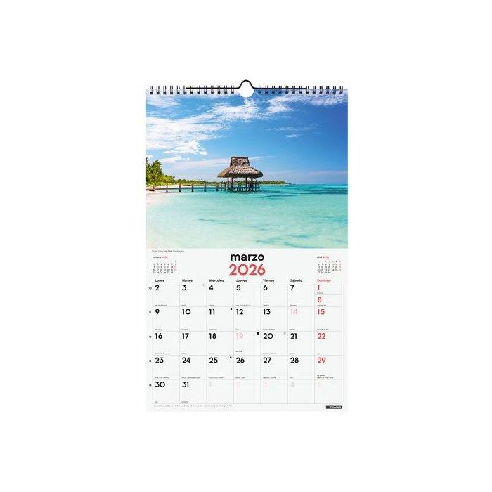 Calendario (2026) Finocam Pared Espiral Imagenes Mensual Para Escribir 250X400 Paisajes Paradisiacos