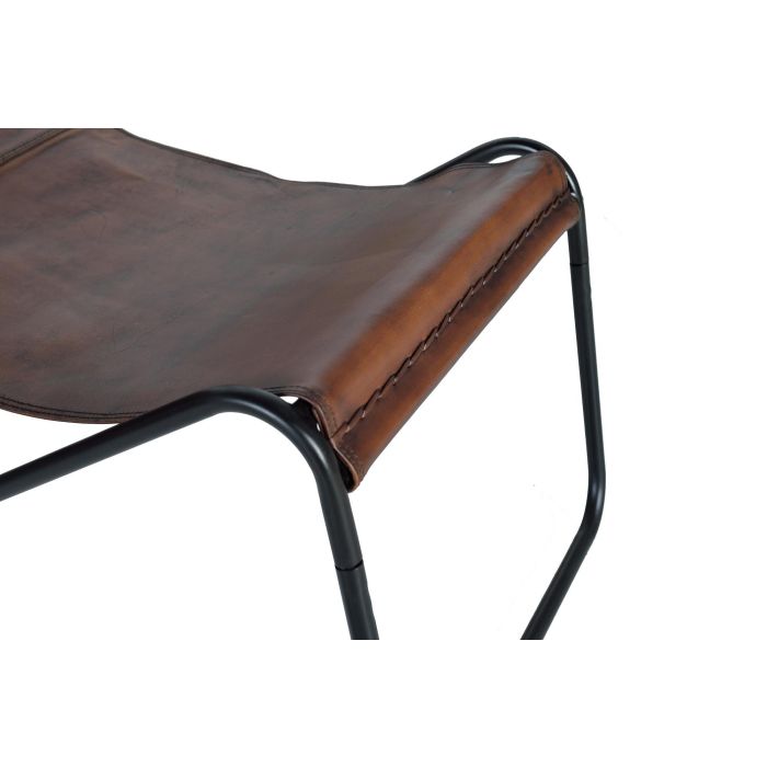Giner y Colomer Sillón Tapizado en Cuero Natural y Metal Marrón con Patas Negras 2 Giner y Colomer Sillón Tapizado en Cuero Natural y Metal Marrón con Patas Negras 2