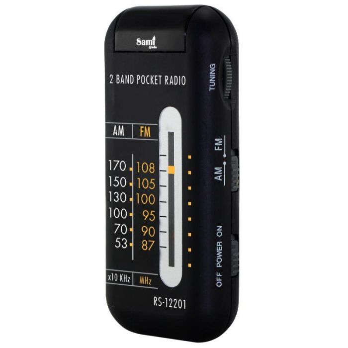 SAMI Radio XS 2 Bandas con DSP, Receptor y Clip Metálico para Auricular Plateado