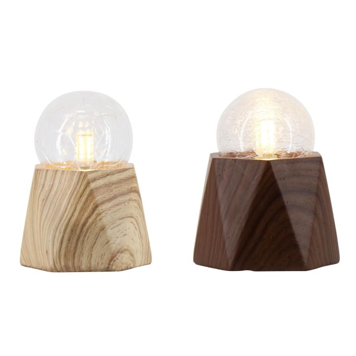 DKD Home Decor Lámpara de Sobremesa Urban de Cemento y Cristal para bombilla G9, 1 luz, 12x12x16 cm, Marrón/Marrón Oscuro (Pack 6 Unidades)