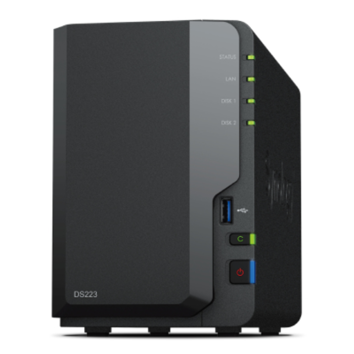 Synology DS223 NAS de Escritorio para Usuarios Domésticos, Servidor de Almacenamiento con 2 GB DDR4 y Procesador Realtek RTD1619B