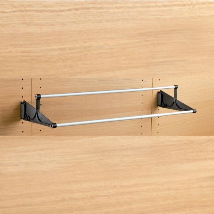 Servetto Zapatero Extensible 510-940mm para Armarios y Vestidores Sujeción Lateral/Frontal Plástico Aluminio Negro