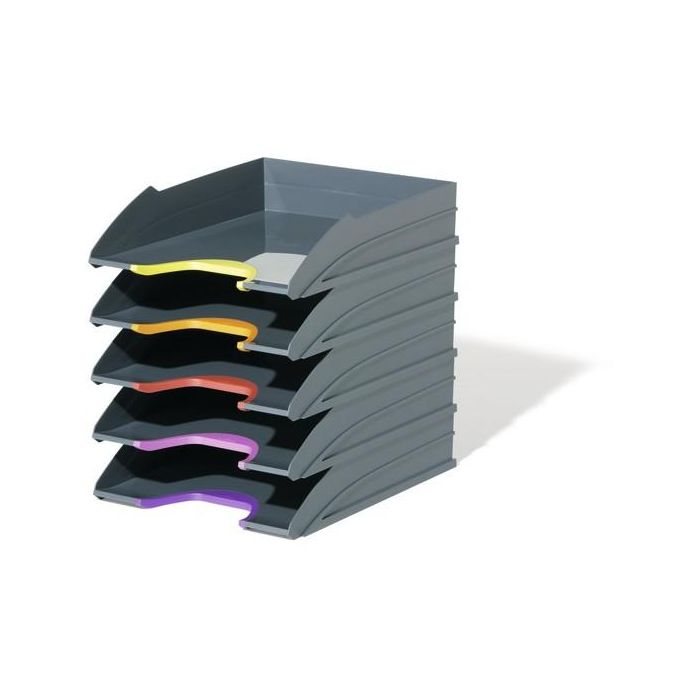 Durable Bandeja de Sobremesa de Plástico Reciclado Blue Angel Gris 255x55x330 mm, Pack de 5 Unidades Apilables 0 Durable Bandeja de Sobremesa de Plástico Reciclado Blue Angel Gris 255x55x330 mm, Pack de 5 Unidades Apilables 0