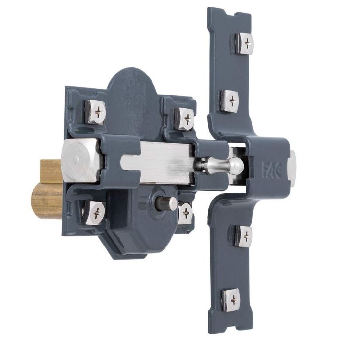 Fac Cerrojo 301-r/80 Pintado Gris Oscuro Seguridad Sobreponer Cilindro 80mm 3 Llaves 1